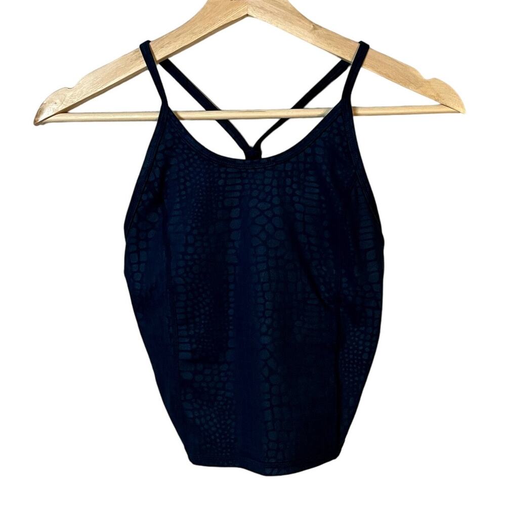 Sweaty Betty Snakeskin Print Navy Blue Cropped Racerback Tank Top Women's XS